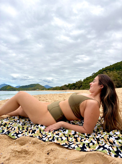 Conjunto senhoril + Canga Pompom Estampada