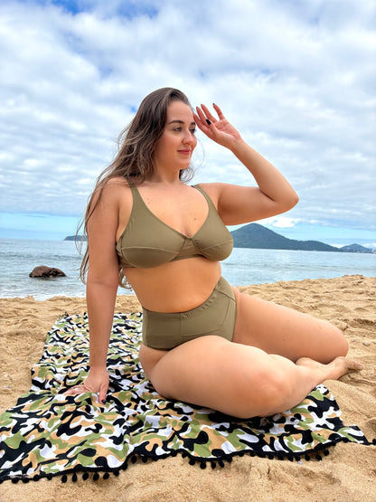 Conjunto senhoril + Canga Pompom Estampada