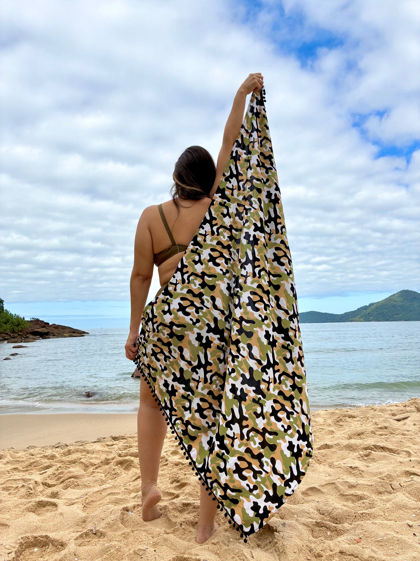 Canga Pompom Estampada